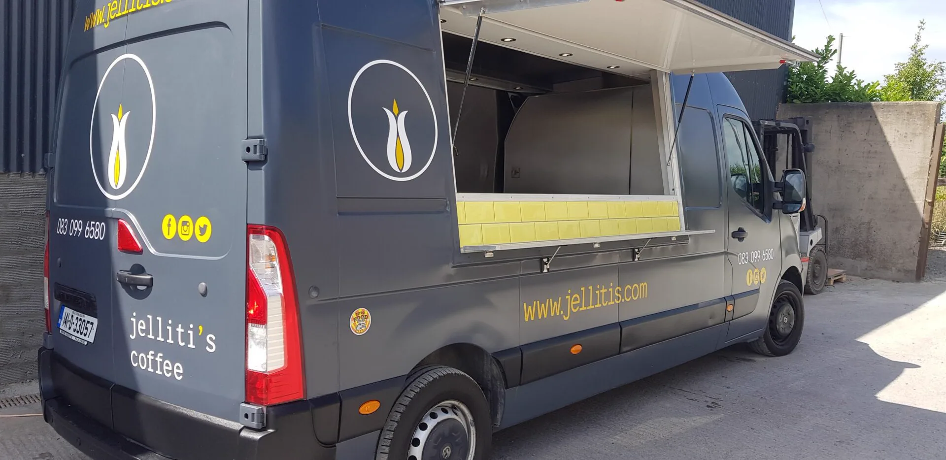 A van converted into Jelliti's mobile coffee bar